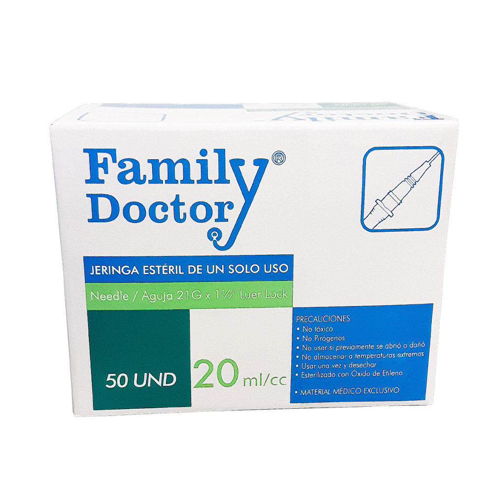 Jeringa esteril descartable 20ML- Family Doctor